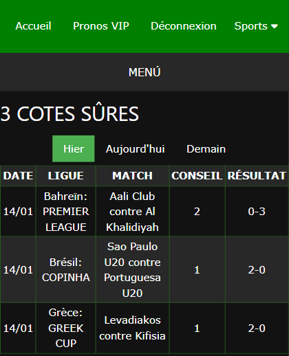 pari VIP gagné ticket